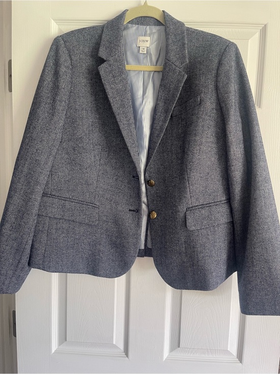 J. Crew Jackets & Blazers - J. Crew Navy and White Herringbone Blazer